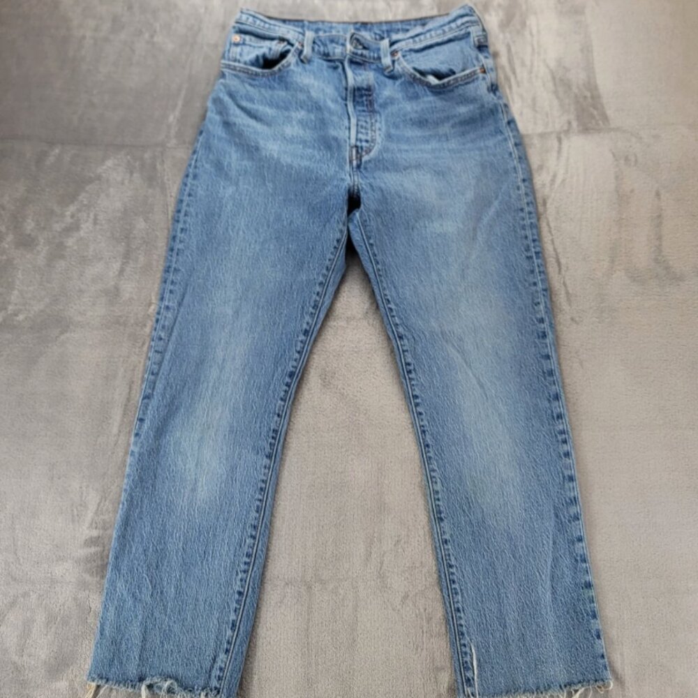 Levis 501 Jeans Mens 28x25 Fit Straight Leg Button Fly stone wash